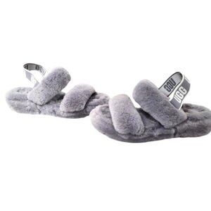 Ugg‎ Women's Size 7 Fluff Yeah Slide Slippers Gray